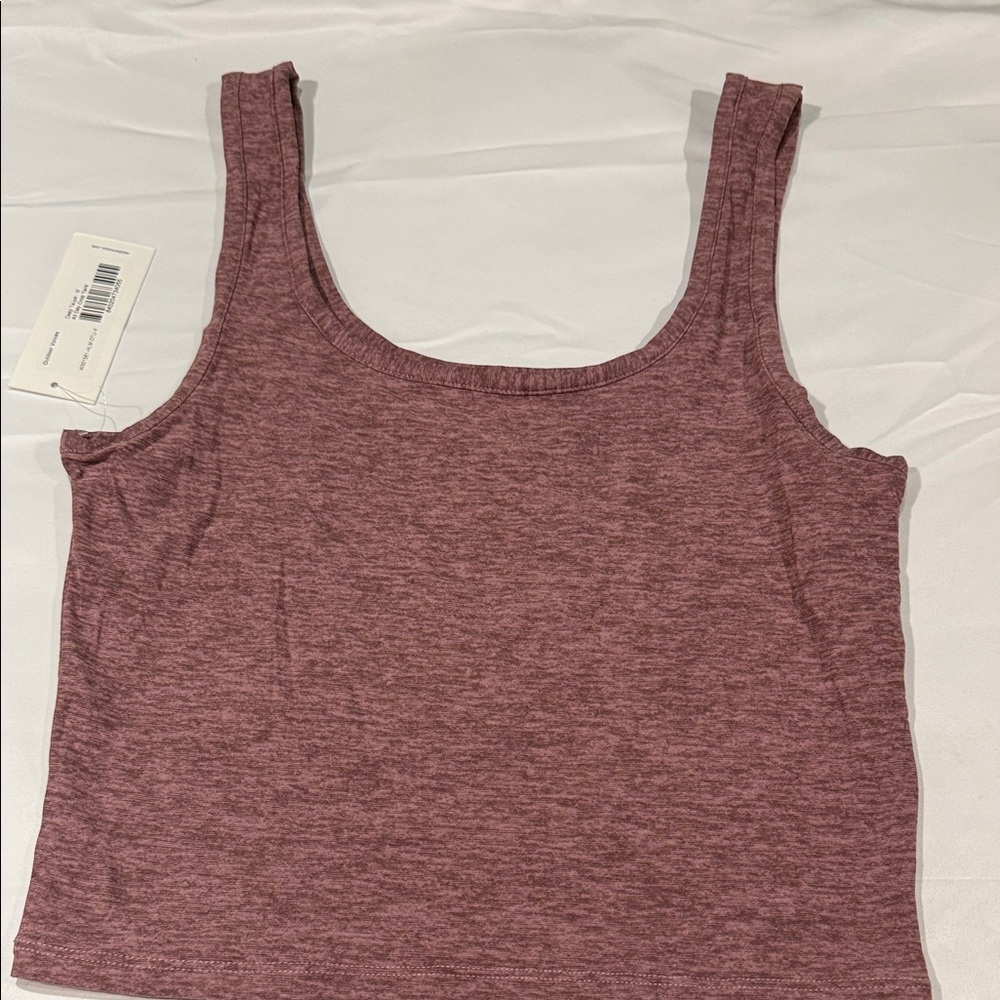 Outdoor Voices Women's All Day Crop Tank in Heather Deep Taupe Size M
